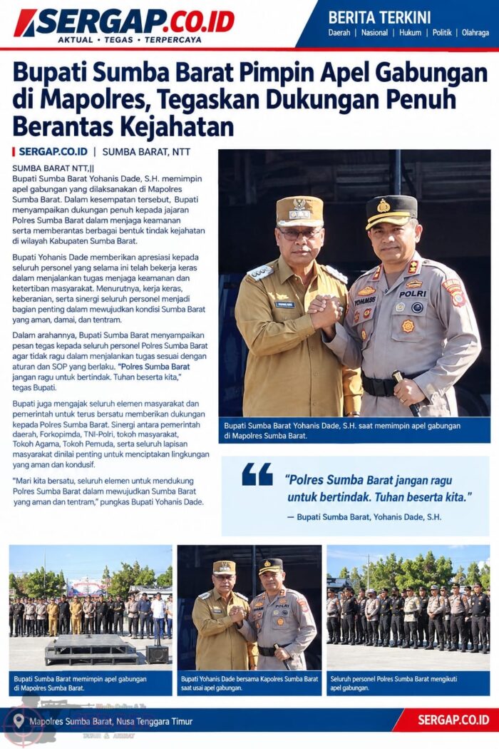Bupati Sumba Barat Pimpin Apel Gabungan di Mapolres, Tegaskan Dukungan Penuh Berantas Kejahatan