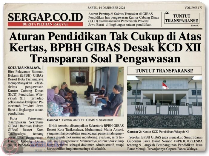 Aturan Pendidikan Tak Cukup di Atas Kertas, BPBH GIBAS Desak KCD XII Transparan Soal Pengawasan
