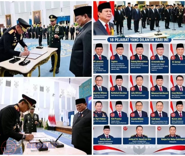 Presiden Prabowo Lantik Kapolri dan Wakapolri Serta 18 Pejabat Negara