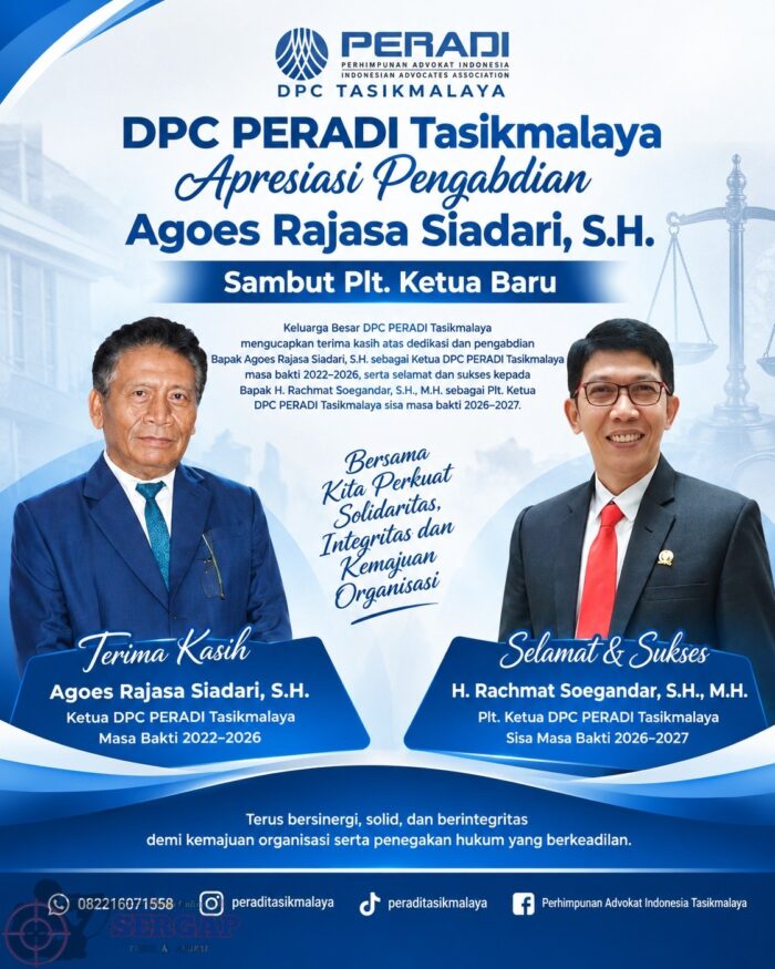 DPC PERADI Tasikmalaya Apresiasi Pengabdian Agoes Rajasa Siadari, Sambut Plt. Ketua Baru