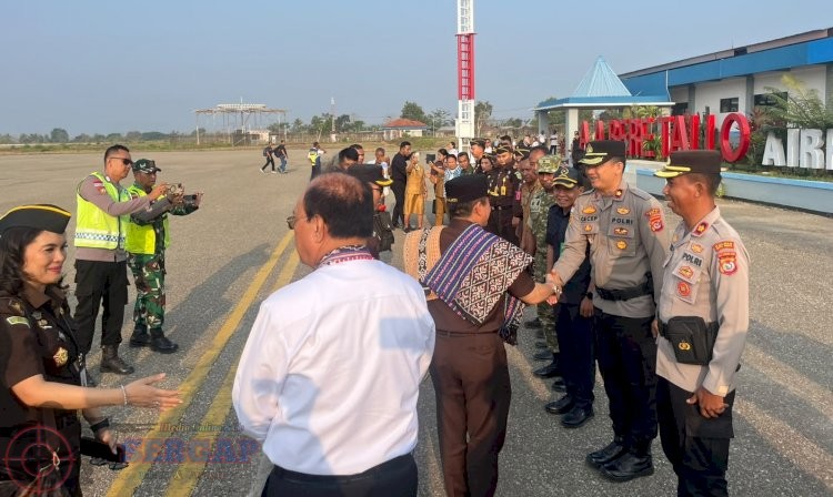 Wakili Kapolres Belu, Wakapolres Sambut Kedatangan Kepala Kejaksaan Tinggi NTT di Tapal Batas