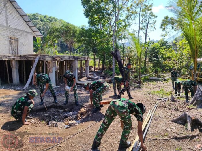 TMMD ke-130 Kodim 1613/Sumba Barat Bangun MCK, Warga Lingo Lango Dukung Pekerjaan