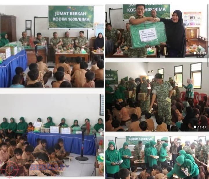 Program Jumat berkah Kodim 1608/Bima Bagi Ratusan Bantuan