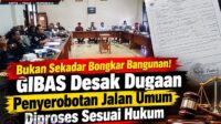 buatkan gambar gabungan hedline Bukan Sekadar Bongkar Bangunan! GIBAS Desak Dugaan Penyerobotan Jalan Umum Diproses Sesuai Hukum